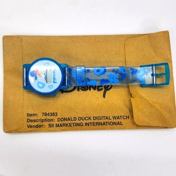 Disney Other - Vintage Disney Donald Duck Promo Digital Wrist Watch Blue Spiral Pattern 7 3/4"